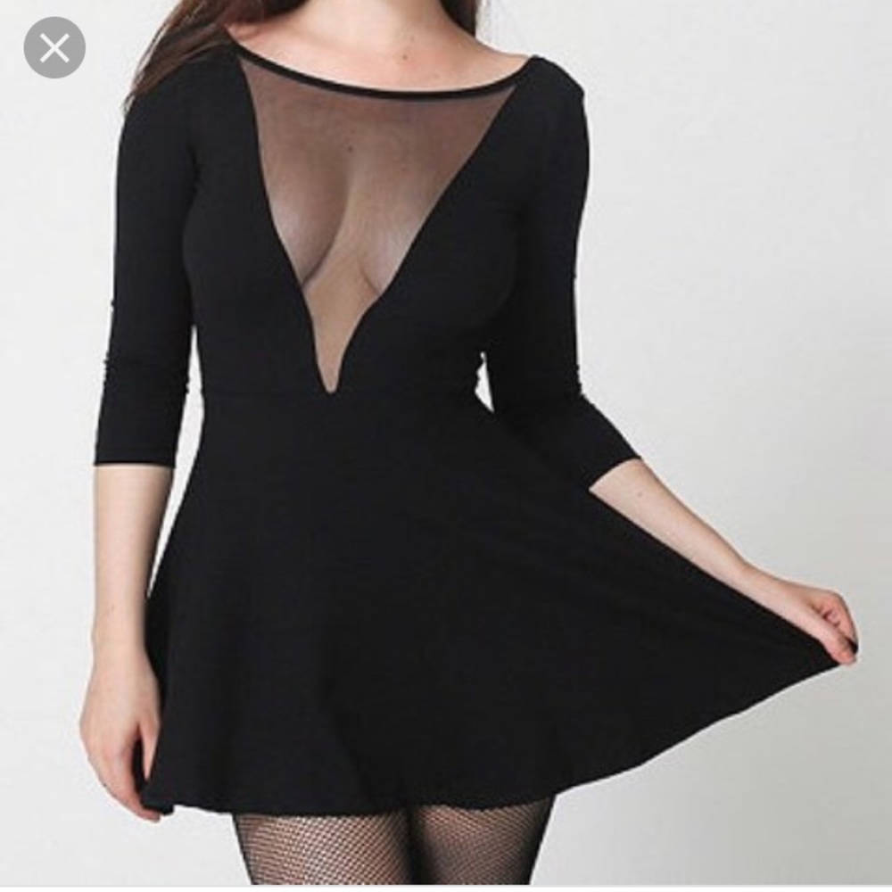 American Apparel black mesh skater dress